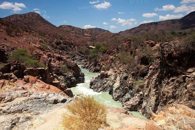 Kunene River directly on the border between Namibia and Angola