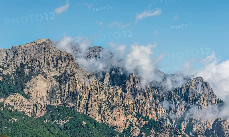 Cliffs and rocks in front of clouds