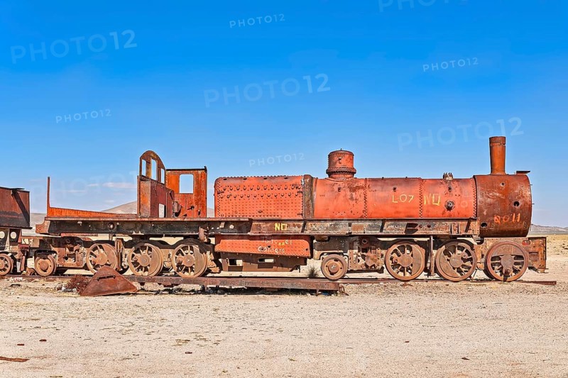 Old train in the train cemetery Cementerio de los Trenes