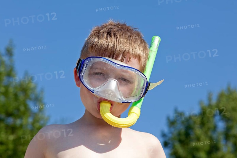 Boy with diving mask and snorkel