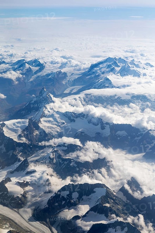 Aerial view of Mt Matterhorn with Gorner Glacier