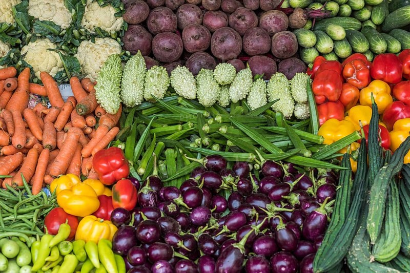 Market stall with okra