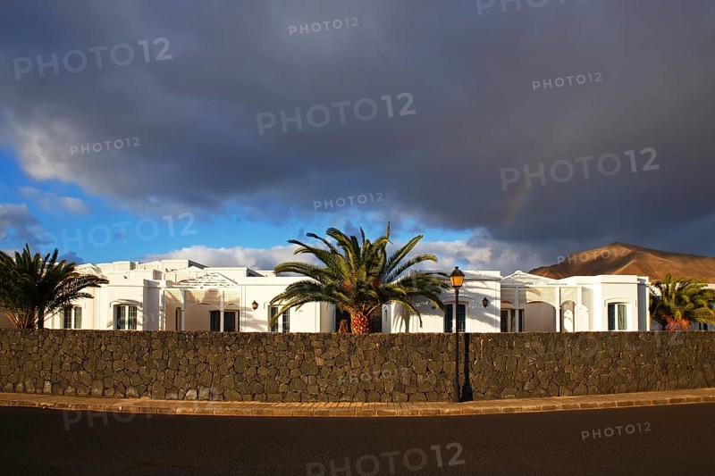Hotel and apartment complex in the evening light