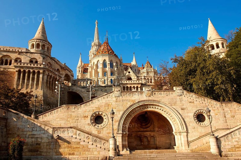 Fishermans Bastion and the Our Lady or Matthias Cathedral or Matyas templom