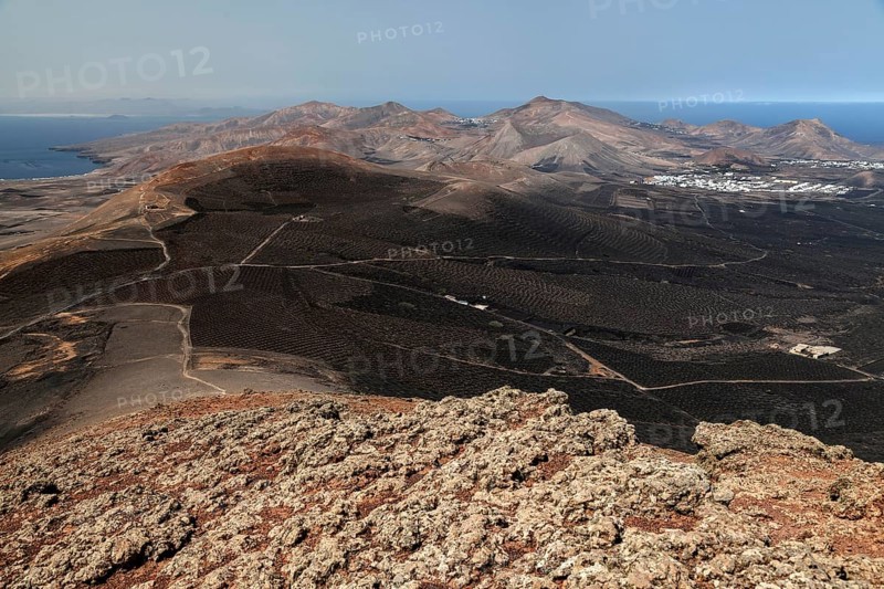 View from the Montana de Guardilama range south on the wine growing region of La Geria and