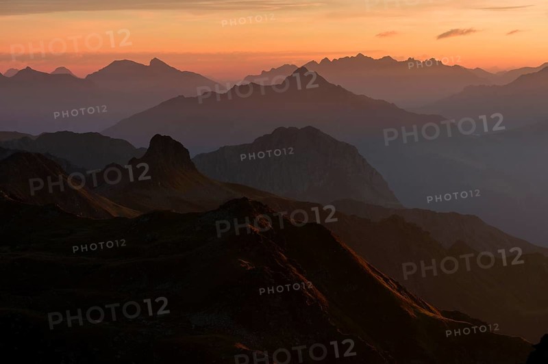 Sunrise above the Montafon mountains