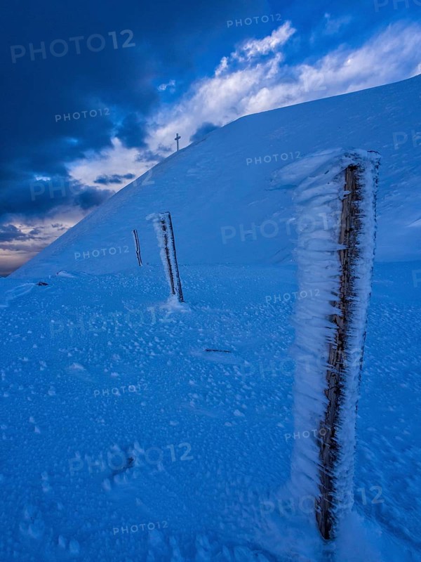 Snow landscape on the Apennines at sunrise