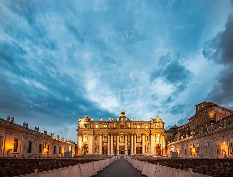 St. Peter's Square with St. Peter's Basilica and chairs for the papal audience