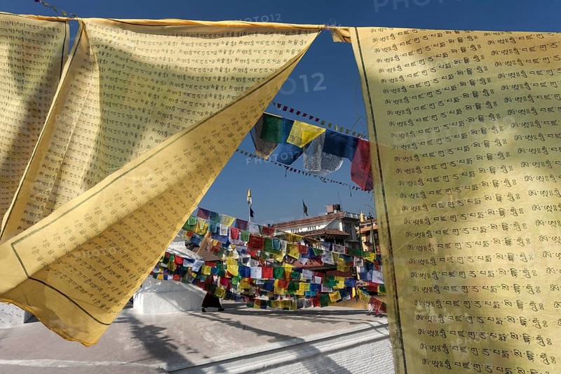 Prayer flags at Boudhanath Stupa