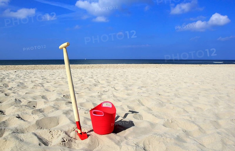Bucket and spade on a beach