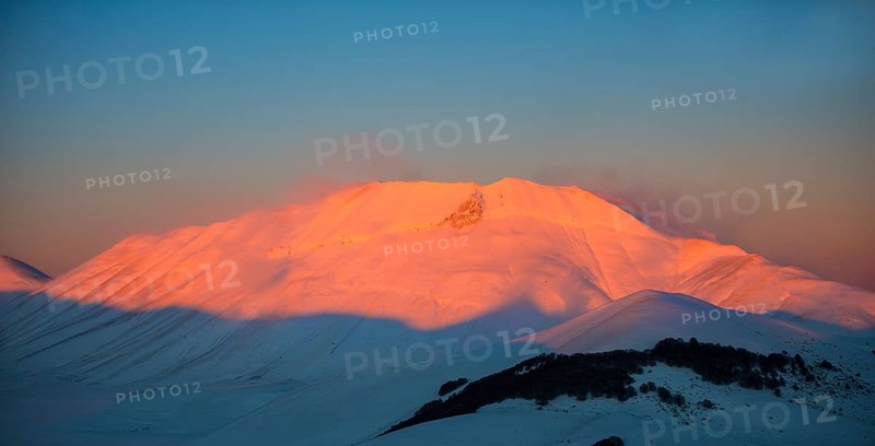 Mount Vettore at sunset in winter