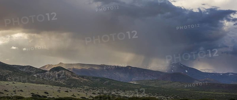 Rainy weather over the mountains in the evening