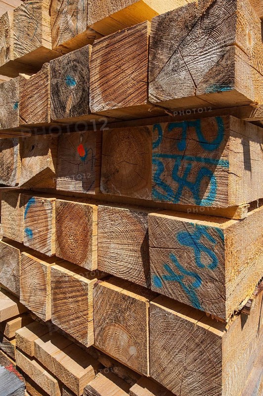 Stacked wooden slats