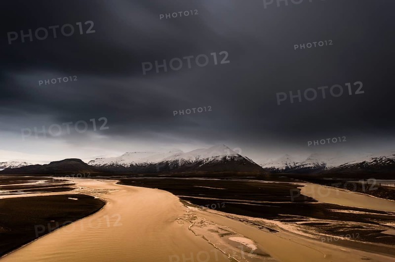 Icelandic river with moonlight
