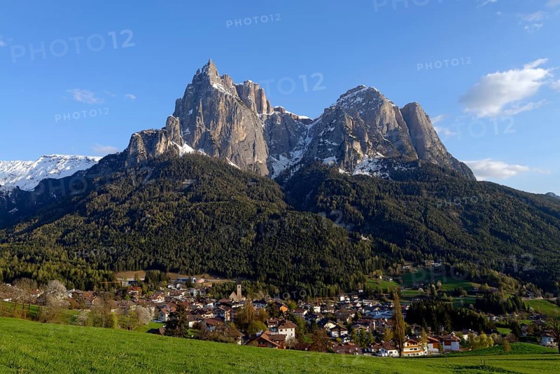 Town of Seis am Schlern with Mt Schlern