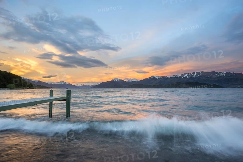 Jetty at sunset on Lago General Carrera