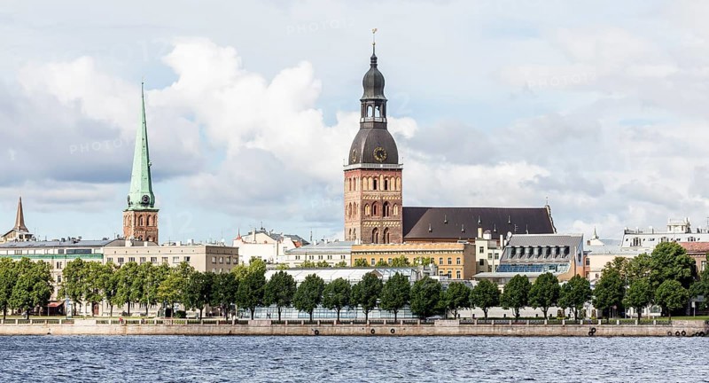 Historic centre with the banks of the Daugava river or Western Dvina