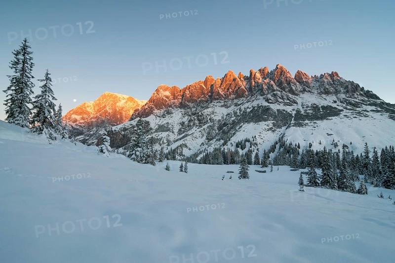 Mandlwande and left Hochkonig in the early morning light
