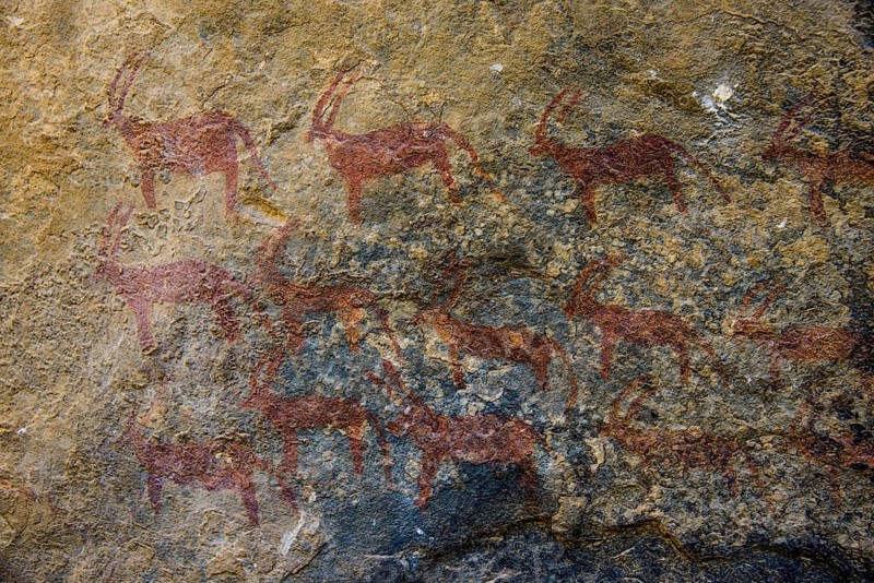 Ancient rock paintings at Qohaito