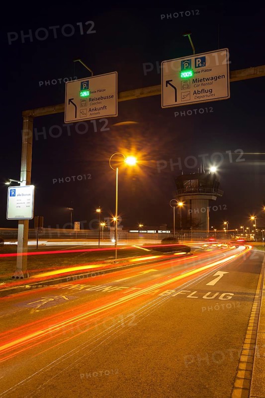 Light trails on the access road to Dortmund Airport 21