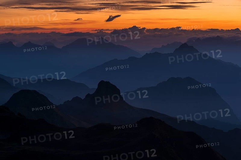 Sunrise above the Montafon mountains