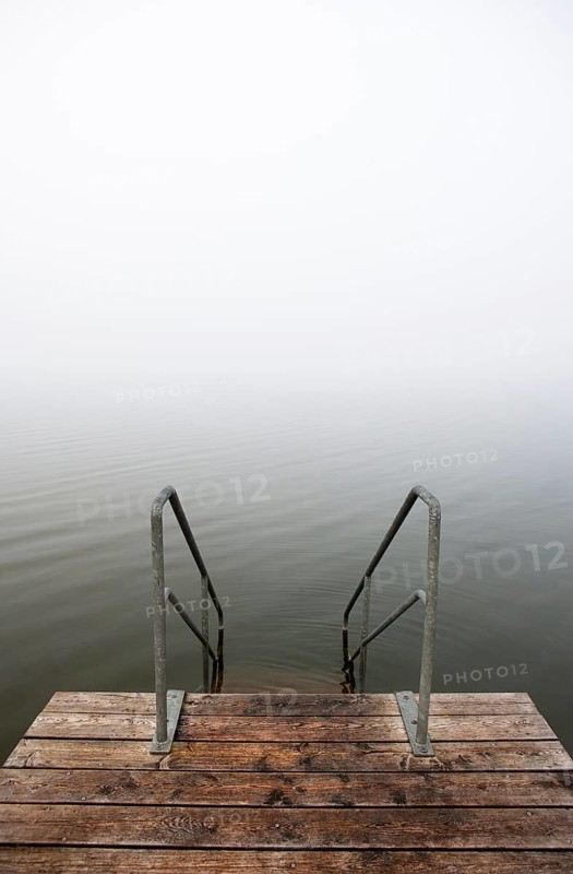 Bathing jetty in the morning fog