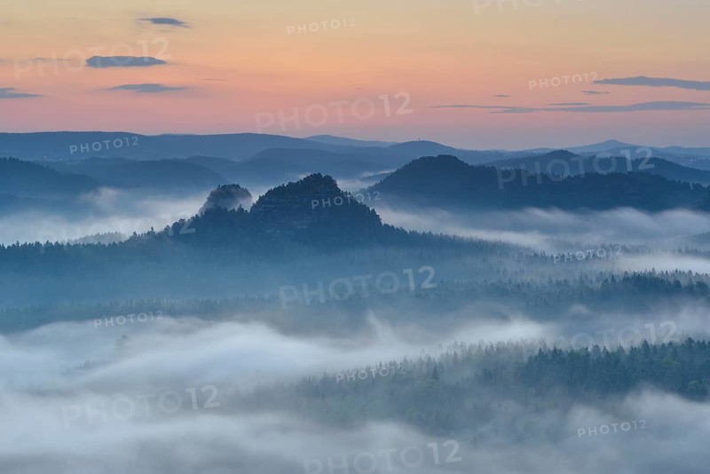 View from Kleiner Winterberg mountain to the Lorenz Stones at dawn