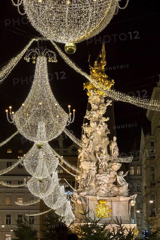 Plague Column with Christmas lights