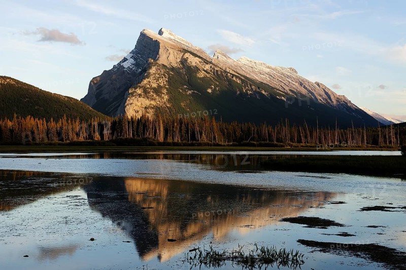 Mount Rundle with reflection in the Vermilion Lakes