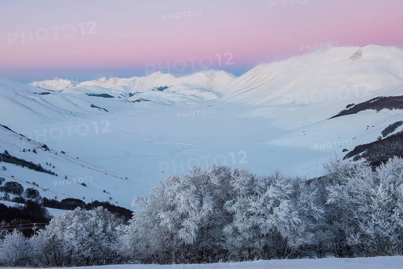 Piano Grande of Castelluccio di Norcia at sunset in winter