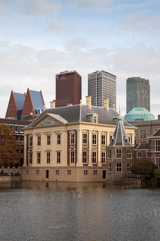 Mauritshuis Museum at the Binnenhof with skyscrapers