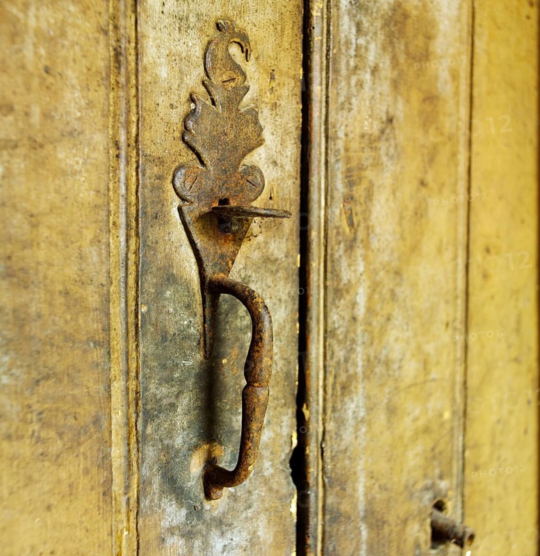 Old metal door latch and handle