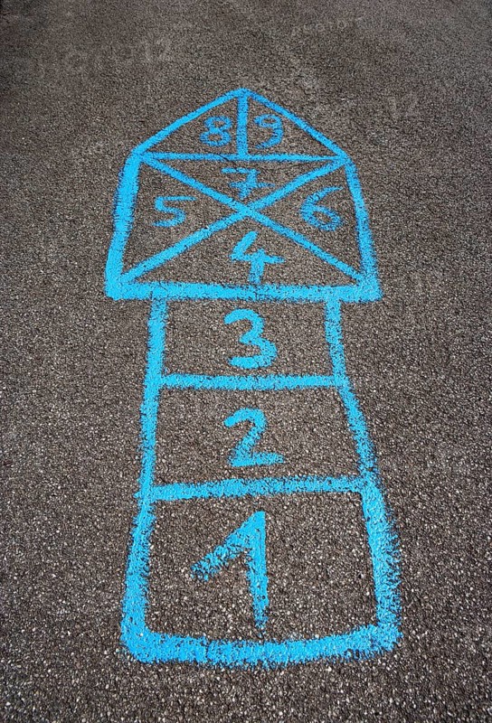 Hopscotch grid on a pavement