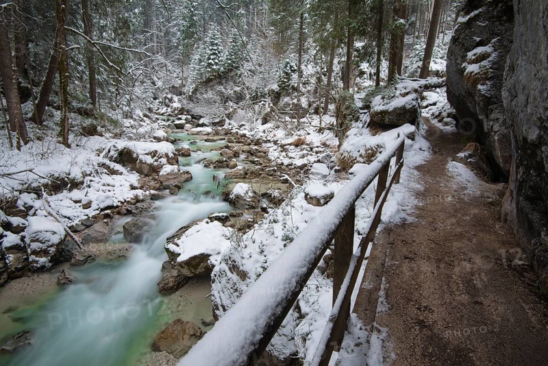 Winter in the Ramsauer Ache in the Zauberwald forest