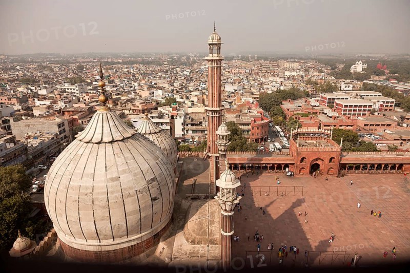 View from the minaret of the Friday Mosque Jama Masjid across the roofs of the city