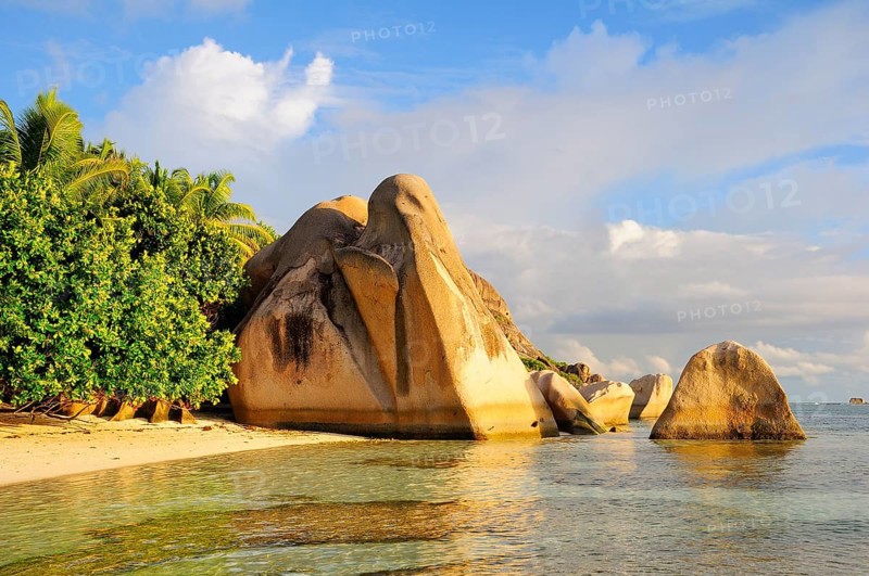Granite rocks on the beach Anse Source d'Argent