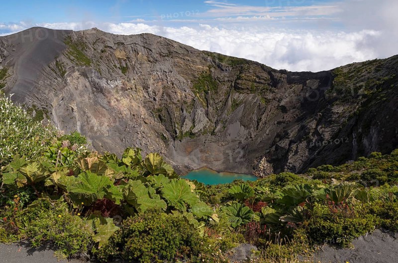 Main crater of the Irazu volcano with crater lake