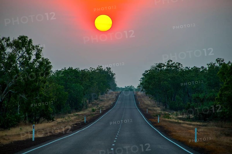 Sunset above a road