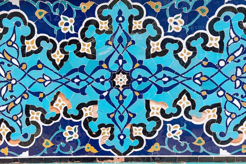 Close-up of tile patterns at Shah-i-Zinda Necropolis