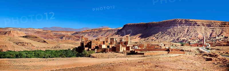 The Glaoui Kasbah's in the Ounilla valley surrounded by the hammada stone desert in the foothills of the Altas mountains
