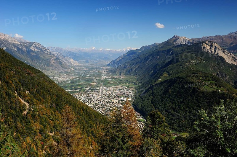 The view of the Rhone valley from Martigny to Sierre and Leukerbad