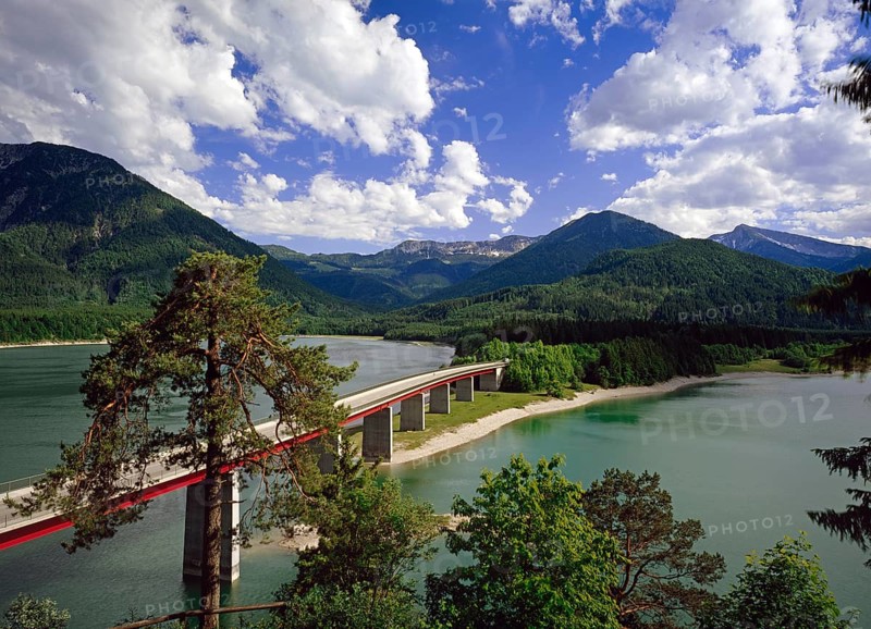 Sylvenstein Dam in front of the Karwendel Range