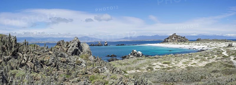 Bay with a white sandy beach on Damas Island