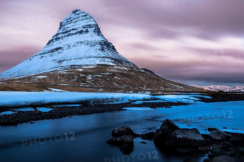 Peak of Kirkjufell with Kirkjufell river