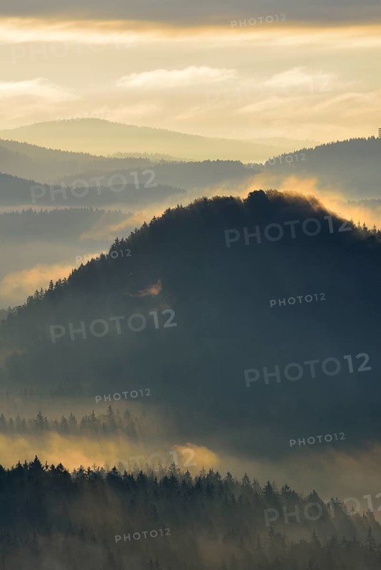 Mountain landscape in morning mist