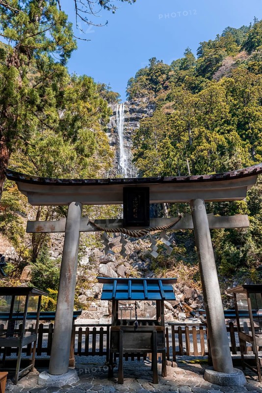 Nachi Waterfall behind Hirou-jinja Shinto Shrine