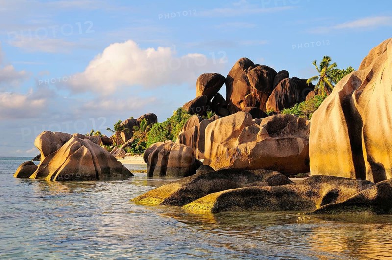 Granite rocks on the beach Anse Source d'Argent