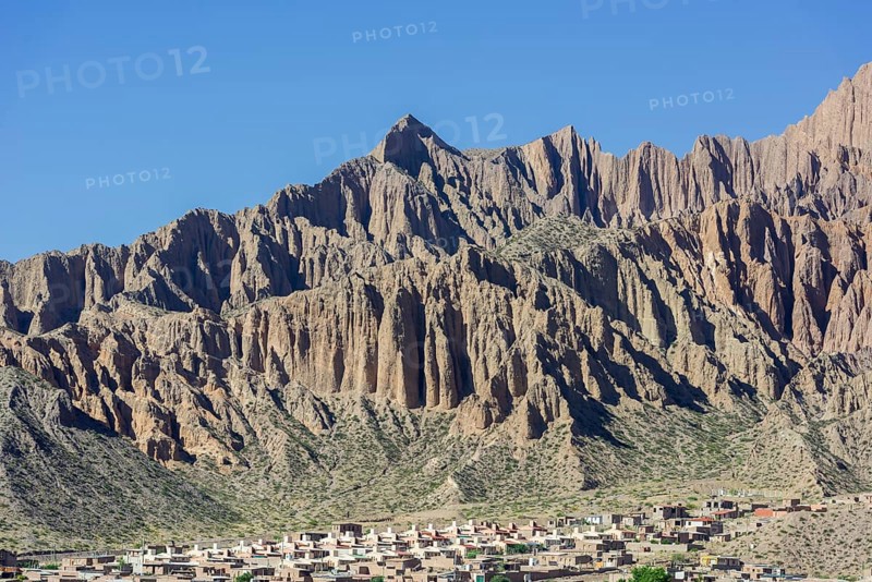 Rugged mountain and a planned settlement