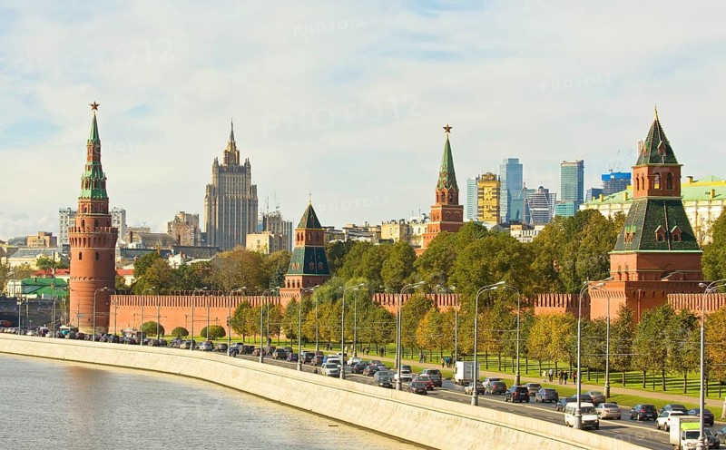 Moscow Kremlin and modern skyscrapers