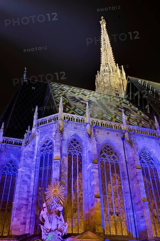 St. Stephen's Cathedral with festive lighting